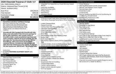2020 Chevrolet Traverse LT Cloth