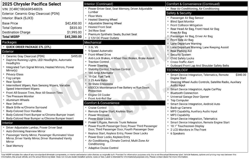 2025 Chrysler Pacifica Select