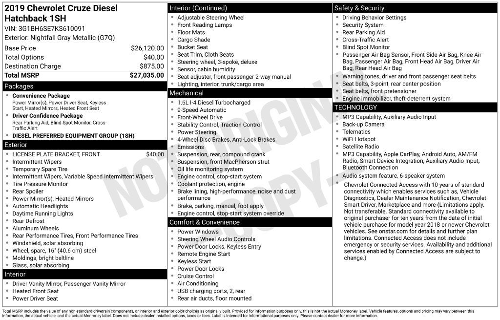 2019 Chevrolet Cruze Diesel