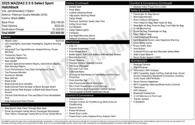 2025 Mazda Mazda3 2.5 S Select Sport