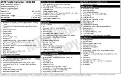 2022 Toyota Highlander Hybrid XLE