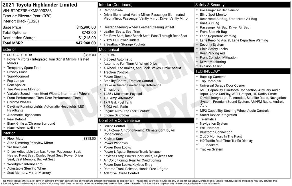 2021 Toyota Highlander Limited