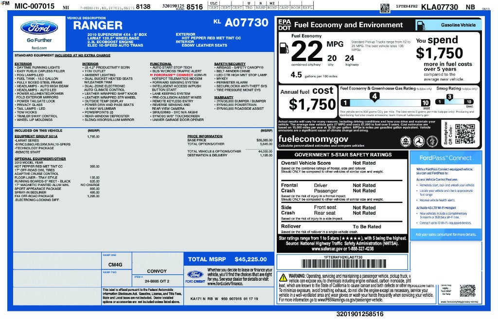 2019 Ford Ranger Lariat