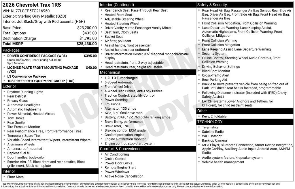 2026 Chevrolet Trax 1RS